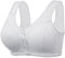 PrinStory Ribbed Cotton Bras For Women Front Fastening Wireless Snap Closing Comfort Ladies Bras For The Elderly (Light Grey, 40D)