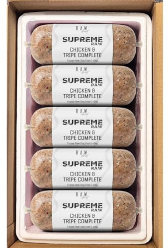 RAW DIRECT Supreme Raw Frozen BARF Dog Food - 454g Rolls - Variety Flavours – Box of 10, 20, 30 Rolls - Premium Natural Barf Diet - High-Protein, Grain-Free & Nutrient-Rich (20, CHICKEN & TRIPE)