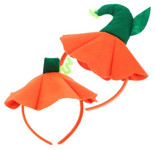 Healvian 2 Stück Kürbis Stirnband für Halloween Lustiges Haarband für Kostümzubehör für Partys und Fotoshootings Leicht und Bequem Süßes Design mit Kürbiszweig