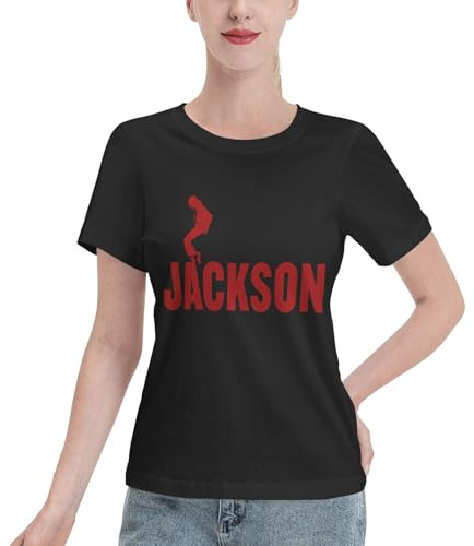 Damen Michael King Jackson Schlichte Trendige T-Shirt Baumwollenes Bedrucktes Oberteil Leicht Elastisches Und Langlebiges T-Shirt Schwarz S