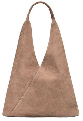 Caspar große Damen Wildleder Schultertasche Hobo Bag Shopper Tasche aus samtweichem Veloursleder - PREMIUM LINE - Modell No.863 - Made in Italy