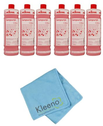 Sanitärreiniger - Badreiniger - WC Reiniger - Kalkentferner - Toilettenreiniger - Urinsteinlöser | mit Microfasertuch Kleeno (6 Liter)
