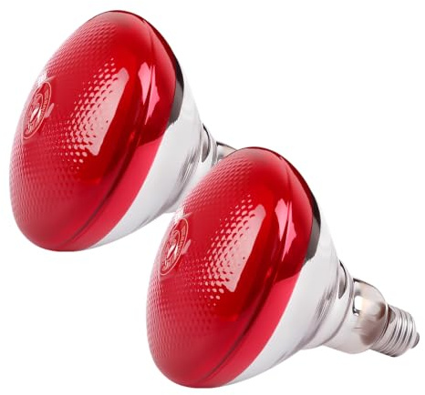 Chewtoyo 2 Pack 150W Red Heat Lamp Bulb for Reptiles, 4.7 x 5.5 in / 12 x 14 cm Infrared Heat Lamp, Hard Glass Brooder Bulb with E27 Base, for Livestock Poultry and Bathroom Heating