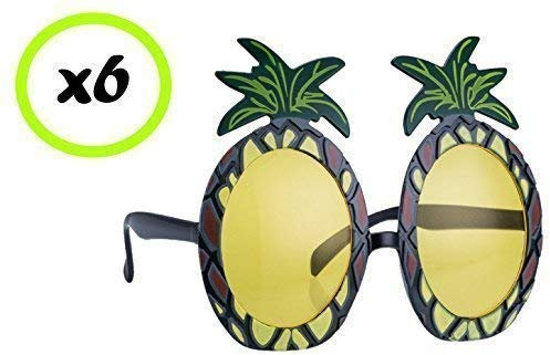 Quickdraw 6 x Hawaiian Pineapple Sunglasses Glasses Specs Hula Adult Fancy Dress Up Costume Accessory