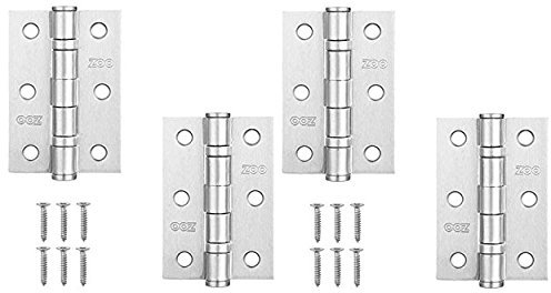 2 Pairs Door Hinge 3 75mm Ball Bearing Hinges Satin Chrome Suit Internal Doors Pair (2)