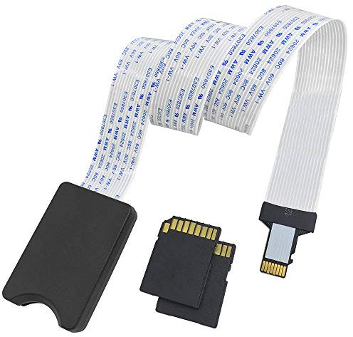 AFUNTA Câble d'extension Micro SD vers Carte SD 18,9 cm / 48 cm avec Cordon Flexible et adaptateurs de Carte Micro SD/TF vers SD 2PCS Carte mémoire Flash 3 en 1, écran Compatible GPS/DVD/DVR/LED
