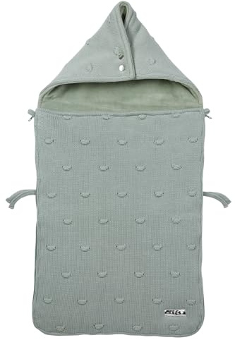 Meyco Fußsack Autositz Baby - samtweichem Plüsch gefüttert - Knots - 40x82cm - Stone Green