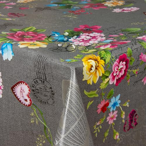 Wachstuch Wachstischdecke Tischdecke Gartentischdecke Paradies Vogel Anthrazit Breite & Länge wählbar 90 x 140 cm Eckig abwaschbar