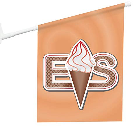 Vispronet® Eisfahne - Softeis ✓ 46 x 52 cm ✓ Vinylplane ✓ doppelseitig Bedruckt ✓ inkl. Wandhalterung