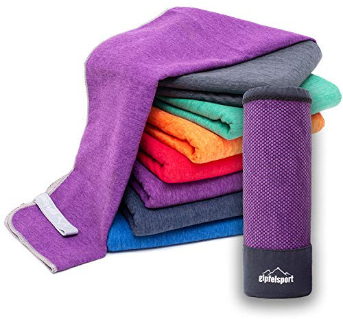 Mikrofaser Handtuch Set - für Sauna, Fitness, Sport I Strandtuch, Sporthandtuch I Lila_Brush Set1: L (140x70)& S (80x40)