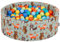 KiddyMoon Rund Bällebad Bällepool 90X30cm/300 Bälle ∅ 7Cm Ballgruben Mit Bunten Bällen Für Babys Spielbad Kleinkinder, Hergestellt In Der EU, Füchse-Grün:Hellgrün/Orange/Türkis/Blau/Babyblau/Gelb