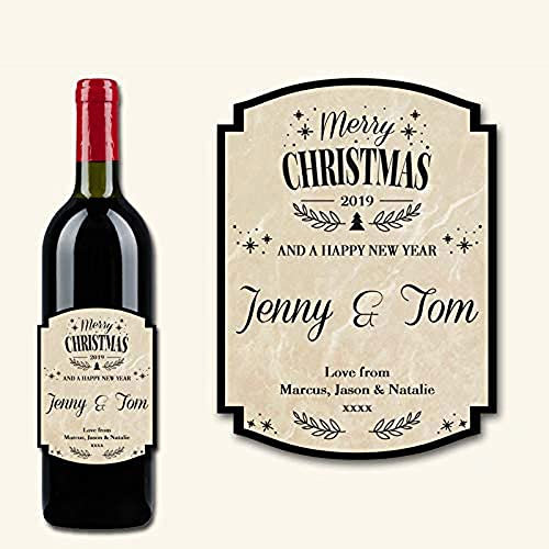 Affiche Prints L200 Personalised Merry Xmas Crimbo Wine Gin Whiskey Rum Bottle Custom Label Sticker - Perfect Present!