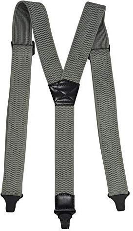 Olata Bretelles Homme en Y, sans Métal, Pinces en Plastique, 40 mm, Gris