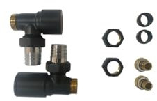 facula - Kit Vávula+Detentor Negro | Medida y Conexión:1/2 | Adaptadores para Tubo de Cobre Ø15 y Multicapa Ø16x2mm