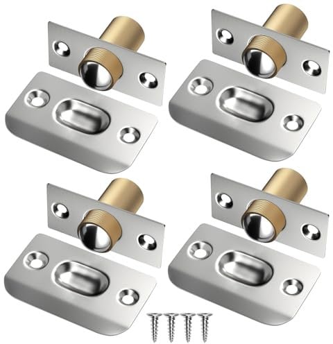 Ball Door Catches for Internal Doors Jiayi 4 Pack Roller Ball Catches Adjustable Top Door Ball Latches Spring Roller Bearing Catch Hardware for Cupboard Closet
