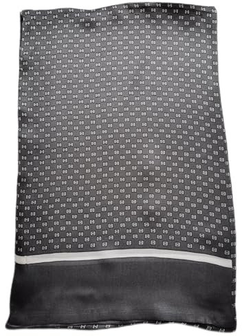 UK_Stone Halstuch Herren 100% Seide Schal Vintage Pattern Seidenschal Herrenschal, (Klein Block Pattern Grau)