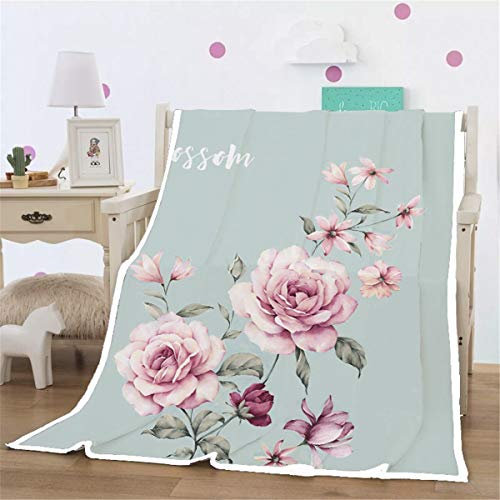 FANSU Kuscheldecke Flanell Decke, 3D Drucken Microfaser Flauschig Weich Warm Plüsch Wohndecke Fleece Tagesdecke Decke für Sofa und Bett (Rose,130x160cm)