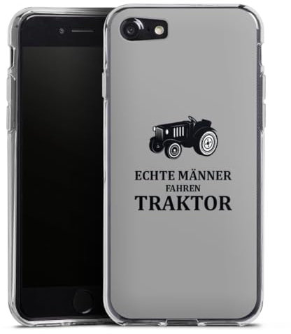 Silikon Hülle kompatibel mit Apple iPhone SE (2020) Case transparent Handyhülle Traktor lustig Landwirtschaft