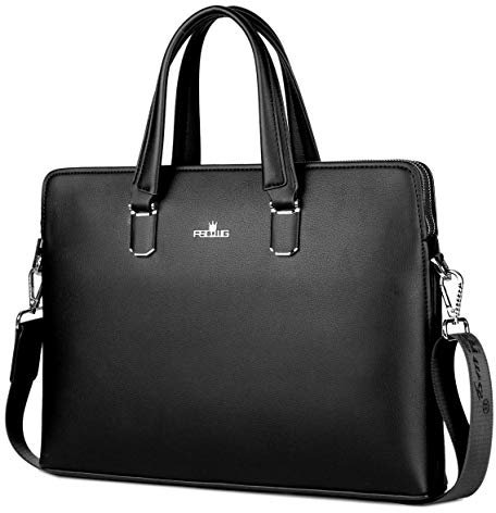 FSD.WGBusiness Bag Borsa in pelle Borsa da Affari per Computer Portatile Borsa da Uomo nero Large