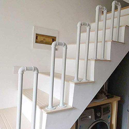 MANG Industrial Handlauf Handläufe Schmiedeeisen Treppengeländer U-förmige Wandhandlauf Schwarz/Weiß Treppen Brüstung Eingangsgeländer Bodenmontage 35-95cm
