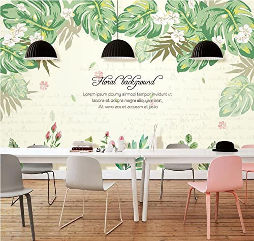 Tapete Fototapete 3d Effekt Tropische Blätter Und Blumen Englische Ausdrücke Tapeten Vliestapete Wandbilder Wandtapete Wohnzimmer Schlafzimmer Wanddeko 150x105cm