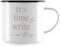 JUNIWORDS Emaille-Tasse, It's time to Write a New Story, Schwarzer Tassenrand