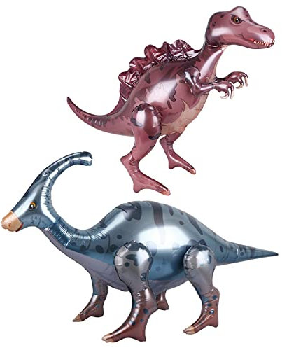 Dino Luftballon, Selbststehende 3D-Dinosaurier-Folienballons, Aufblasbare Riesenballons für Geburtstagsfeier, Babyparty, 2 Stück