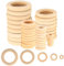 WELHAEPI 90 Stück Holzringe zum Basteln, Holz Ringe Natur, für DIY Handwerk Ring Anhänger Anschlussstück Schmuck Machen Spielzeug Serviettenringe, Holzkranz, Bastelring - 15mm, 25mm, 35mm, 45mm, 55mm