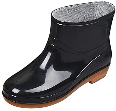 YJLX Stivali di gomma da donna corti estivi da donna, impermeabili, da giardino, da pioggia, per attività all'aperto, da pesca, impermeabili, da donna, stivali da pioggia, scarpe da giardino, Nero ,