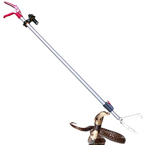 RUYARXNM 87'' Telescopic Snake Tongs, Aircraft-Grade Aluminum Alloy Reptile Grabber Rattle Snake Catcher Wide Jaw Handling Tool with Lock for Hunting Game Finders