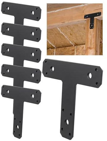 6 Stück 16,5 x 14,5 cm Pfostenhalterungen, 0,3 cm dicke Krawattenhalter, T-Platte, ideal zum Ausbessern, Verbinden und Dekorieren von Holz, Pergola, Traversen, Dach und Rahmenprojekten