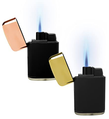Prof 2 Mecheros Encendedores Jet Turbo Soplete Recargables con Gas Precargado y Llama Ajustable, Metalizados,Tacto Soft y Antiviento