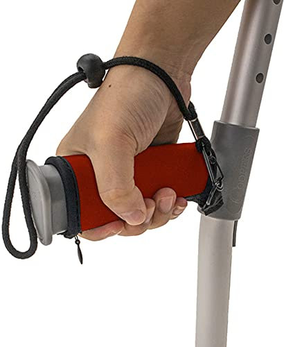 Paar Rote Gepolsterte Krückengriffabdeckungen für Komfort mit Handschlaufe - von Lifeswonderful