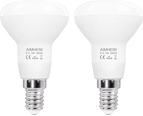 AIMHEIM R50 E14 LED Reflektor Lampen Neutralweiß 4000K 5W Ersatz 40W Reflektorlampe, 550 Lumen E14 LED Birnen Reflektor R50 E14 LED Strahler Nicht Dimmbar, 120° Abstrahlwinkel, 2 Stück