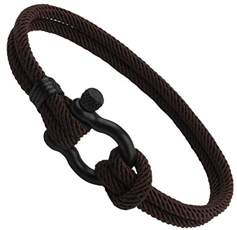 Spiaggia Style Surf Milan Corda Braccialetto a forma di U con fibbia a ferro di cavallo, bracciale estivo per coppia, adatto per braccialetti Feng-Perle, Hip Uomo, Padre Feng Perle, nautico