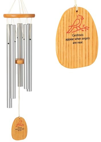 Woodstock Windspiel für Außenbereich, Außendekoration, Garten- und Terrassendekoration, Holzstock-Reflexionen, 63 cm Kardinal-Windspiel (WRCA)