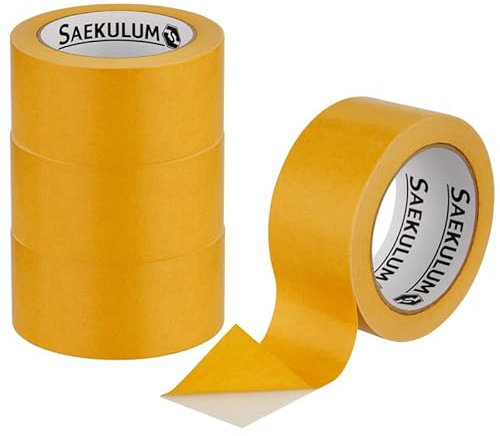 Doppelseitiges Klebeband, 4 Rollen, Teppich-Verlegeband 50 mm x 10 m, Teppichklebeband doppelseitig, Doppelklebeband / Hohe Klebekraft, Teppichband für glatte Untergründe, vielseitig einsetzbar