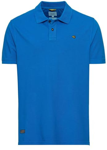 camel active Herren Pique Kurzarm Poloshirt in Regular Fit aus Reiner Baumwolle Blau, Menswear-XXL