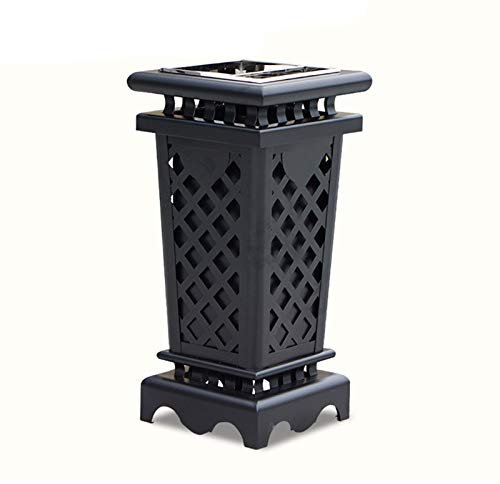 HASMI Poubelle d'extérieur avec Couvercle Poubelle décorative extérieure boîte de Poubelle Creuse en Fer forgé cantio Poubelle Poubelle Noire Panneau encastré Poubelle bac Grande Poubelle d'un Gallon