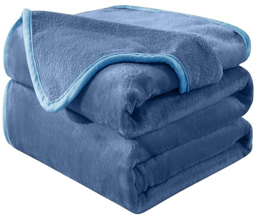 HOZY Kuscheldecke Flauschig Decke Fleecedecke - Kuscheldecke 150x200cm, Blau Gewaschen, XL Fleecedecke Sofa Decken,Warm Wohndecke Couchdecke Hundedecke Sofadecke flauschig, Sofa überwurfdecke