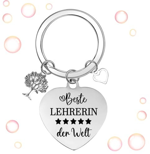 UTEFIF Lehrer Schlüsselanhänger mit Gravur Beste LEHRERIN der Welt, Lehrer Geschenkideen, Dankeschön Geschenke Lehrer Geschenk Erzieherin Geschenk