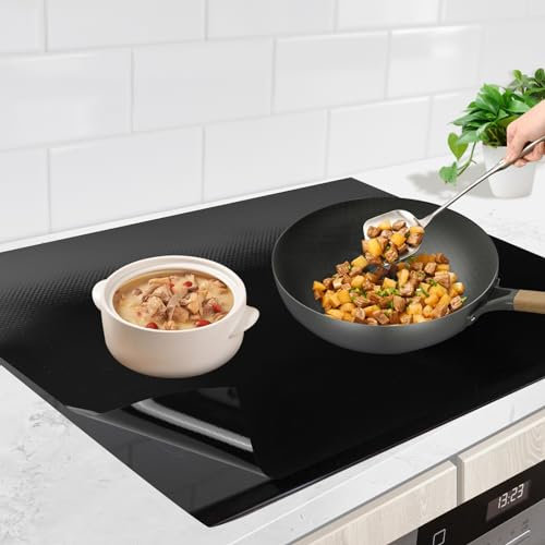 Oemmn 52x78cm Große Induktionschutzmatte Wärmedämmung Silikon Induktionskochfeld Schutzmatte Rutschfest Kratzschutz Induktionsschutzmatte Zum Kochen, Induktionsmatte, Tischspritzmatte