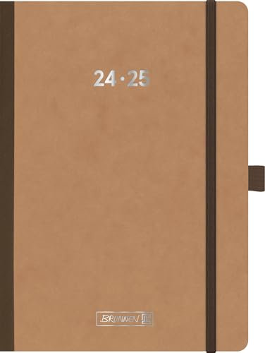 BRUNNEN Schülerkalender (2024/2025) FACT!plus, 2 Seiten = 1 Woche, A5, 208 Seiten, braun