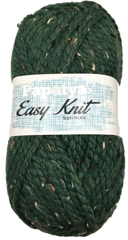 Super Chunky Tweed with Wool 150g Ball Easy Knit Papatya Knitting/Crochet Yarn (J6850 Dark Green Tweed)