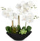 Oairse Orchidea finta orchidea bianca in seta, 45,7 cm, in vaso nero, composizione per casa, ufficio, bagno, tavolo da pranzo, decorazione moderna