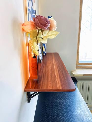 HUOLE Produktgestaltung Wandklapptisch Schreibtisch Tischplatte-Klapptisch Esstisch Küchentisch für die Wand Bartisch Stehtisch Wandtisch Tisch klappbar zur Wandmontage60*30 * 1,6cm-Teakholzfarbe
