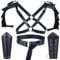 GORGECRAFT 4-Teiliges Mittelalterliches Ritterkostüm-Zubehörset Leder-Schulterpanzer Verstellbarer Gürtel Armschützer Aus PU-Leder Stulpen Armband-Set Halloween-Krieger Cosplay-Outfit Schwarz