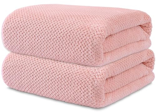 Wuwahold 2er-Pack Badetuch-Set, größere Größe, Waffel-Badetuch-Set, super weich, sehr saugfähig, langlebig, schnell trocknend, Handtücher für Badezimmer, Fitnessstudio, Spa, Yoga (2 Stück 68,6 x 139,7