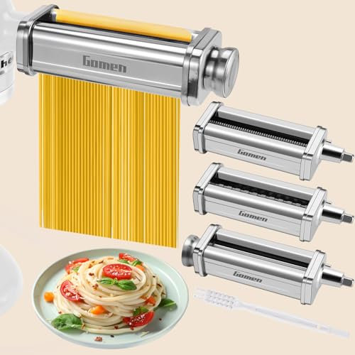 Pasta Attachment for Kitchenaid Stand Mixer,3 Pcs Pasta Maker Kitchen Aid Pasta Attachment for kitchenaid pasta maker Included Pasta Roller, Spaghetti Cutter and Fettuccine Cutter by Gomen