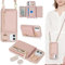 ELTEKER Handyhülle für iPhone 12 Mini Hülle mit Band Kartenfach Ringhalterung Geldbörse,Leder Klapphülle Umhängetasche Handytasche für iPhone 12 Mini - roségold